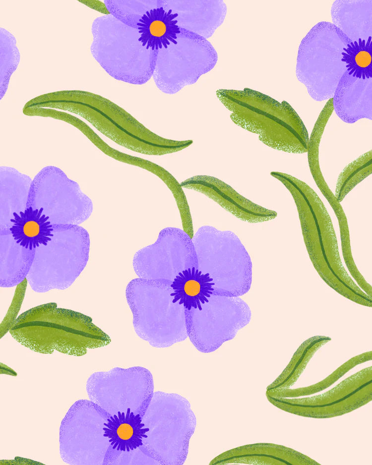 Eventail Fleurs Pensées
